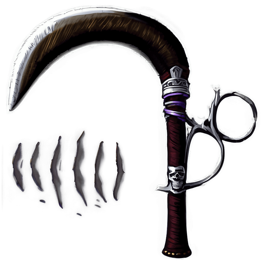 Scythe with Skull Decor PNG qee9