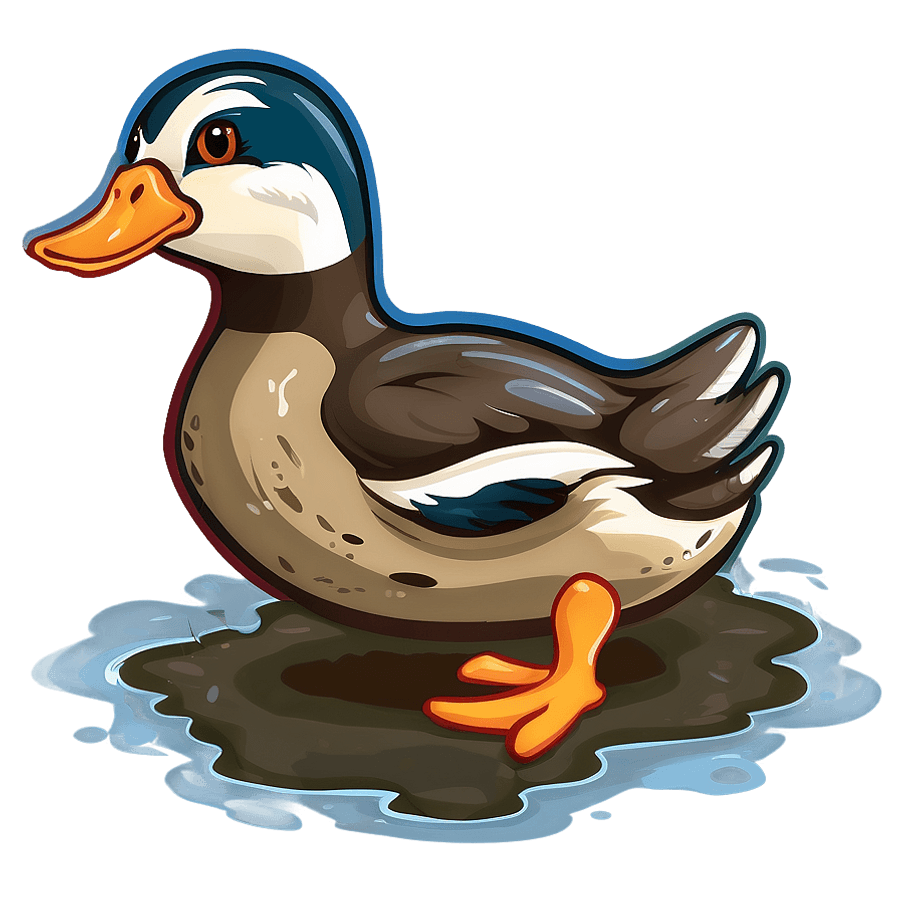 Duck in Puddle Clipart PNG 78
