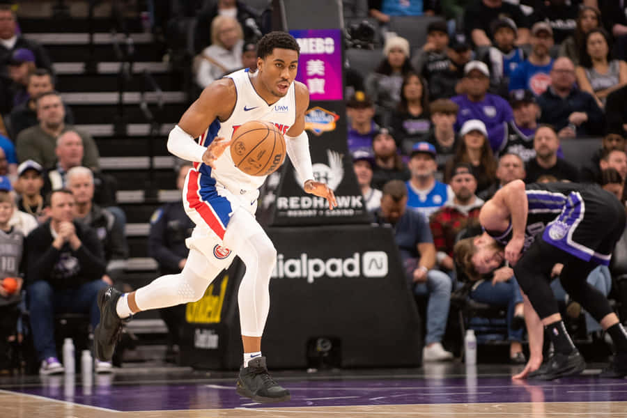 Basketballspieler Dribbling Aktionsaufnahme