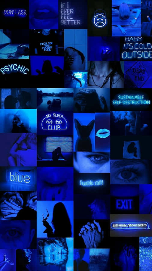 Neon Blau Ästhetik Collage