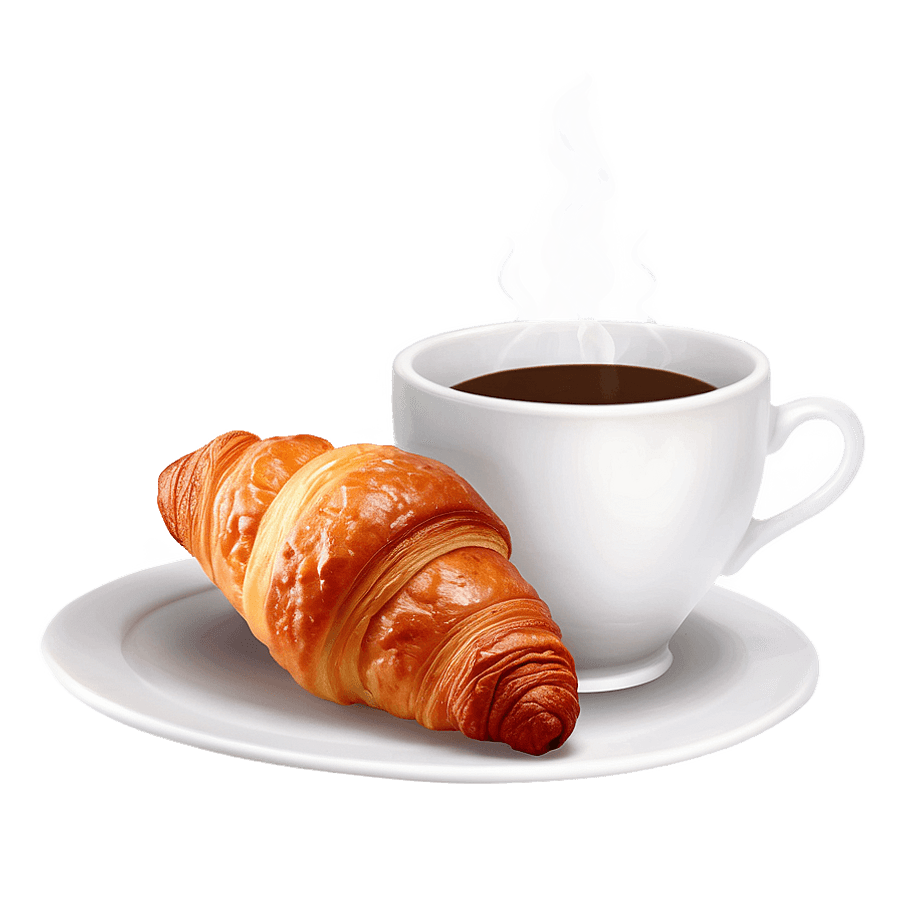 Coffee Cup with Croissant PNG 59
