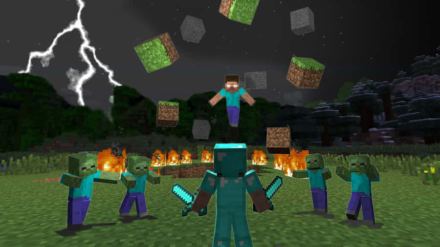 MinecraftFight 1920 x 1080 bakgrundsbild.