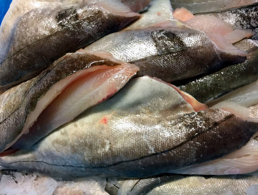 KopfloserKabeljau Filet Fischt Nahaufnahme.