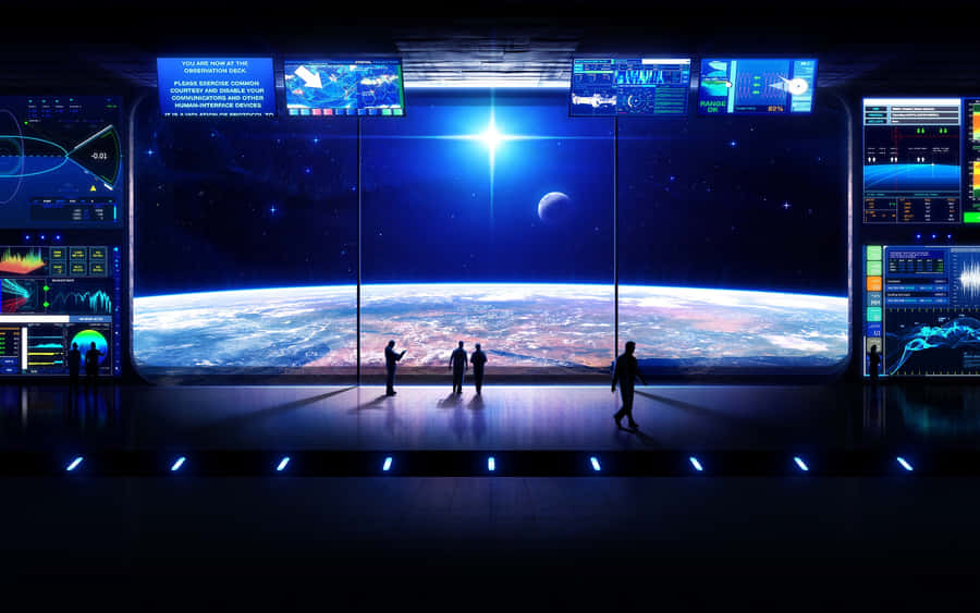 A traveler exploring a futuristic world Background