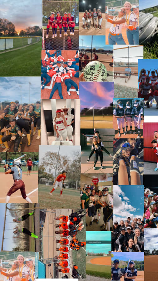 Collage di Momenti della Squadra di Softball