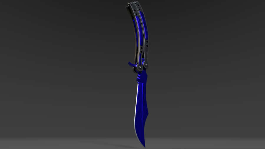 umaespada azul com cabo preto.
