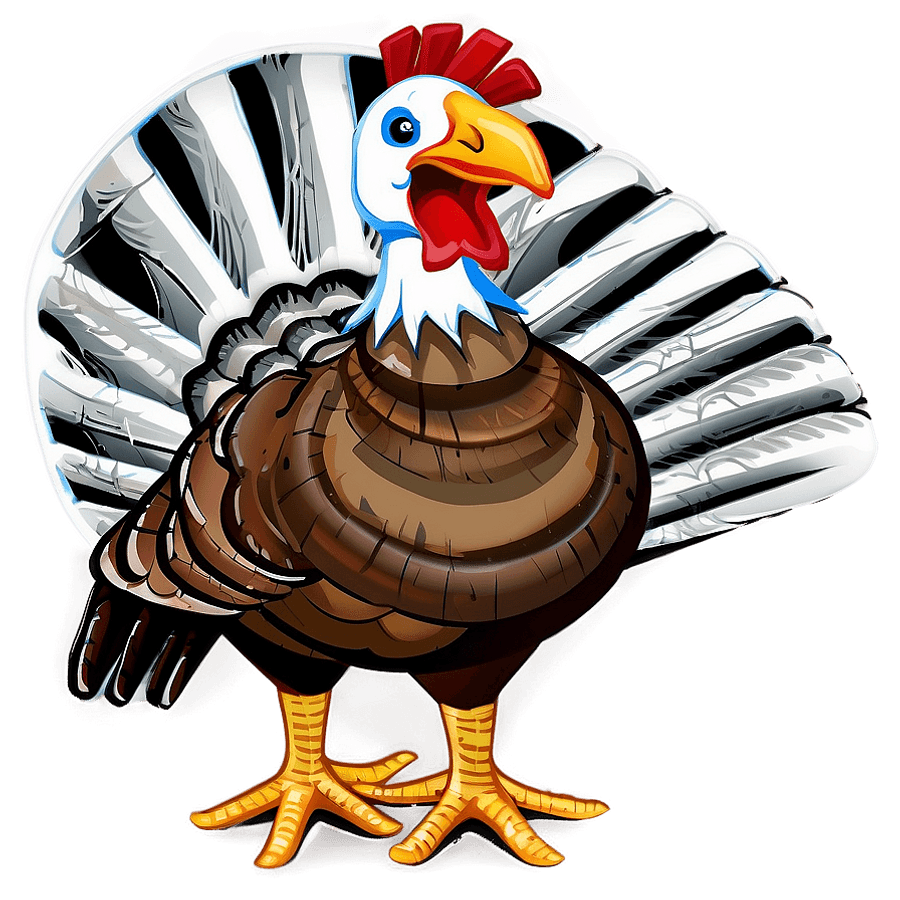 Thanksgiving Turkey with Autumn Leaves PNG vhy
