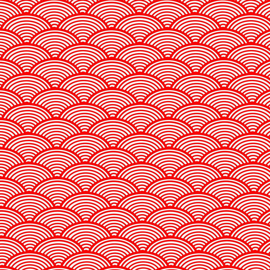 Semi-circle red and white pattern wallpaper
