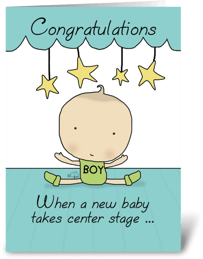 New Baby Boy On Stage-congratulations Greeting Card - New Baby Congratulation Cartoon, HD Png Download
