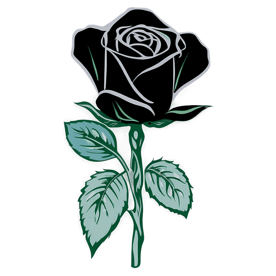 Bold Black and White Rose Graphic PNG 93