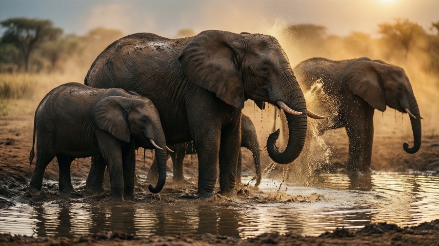Des éléphants à un point d'eau qui s'assèche, un rappel puissant que toutes les créatures ont besoin d'eau pour survivre.