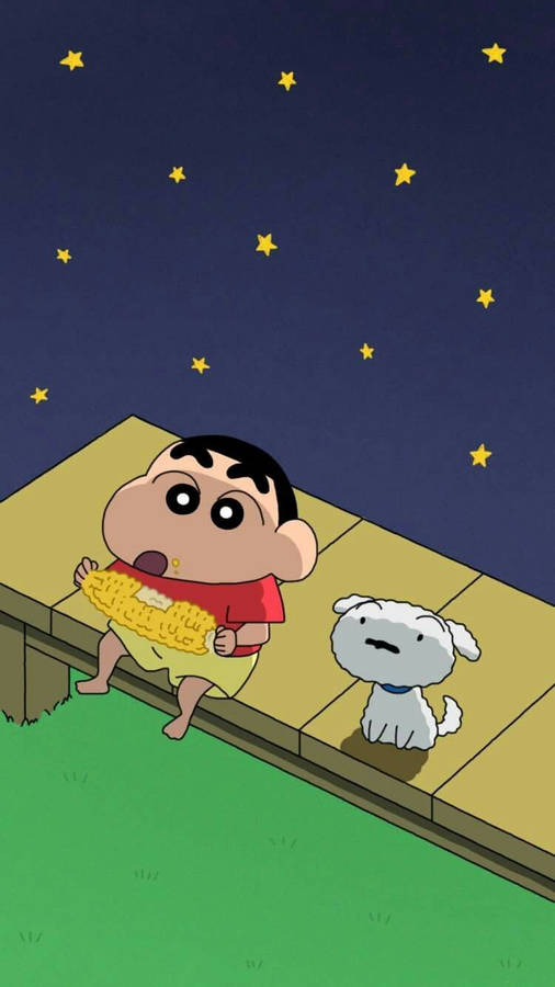 Download Shin Chan Eating Corn Wallpaper | Wallpapers.com