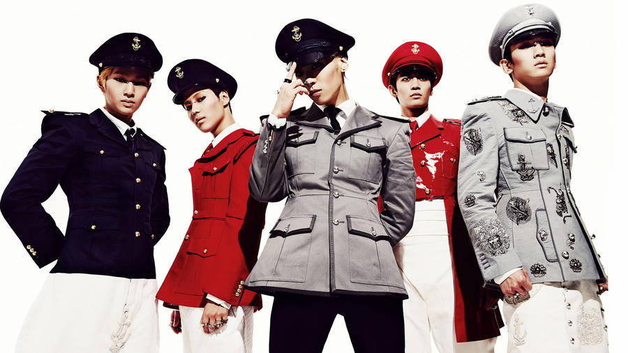 Download Shinee Everybody In Military Costumes Wallpaper Wallpapers Com