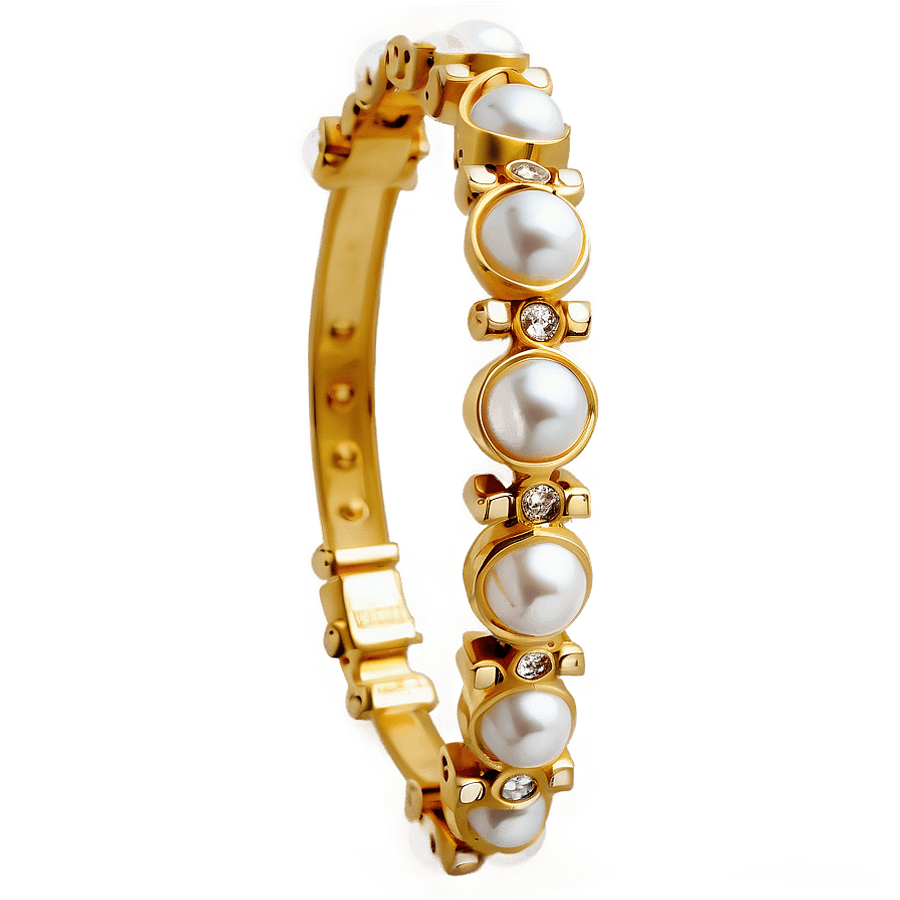 Gold Bracelet with Pearls PNG eqj20