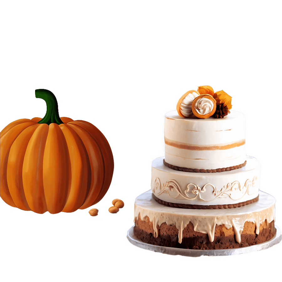 Rustic Pumpkin Spice Wedding Cake PNG 86