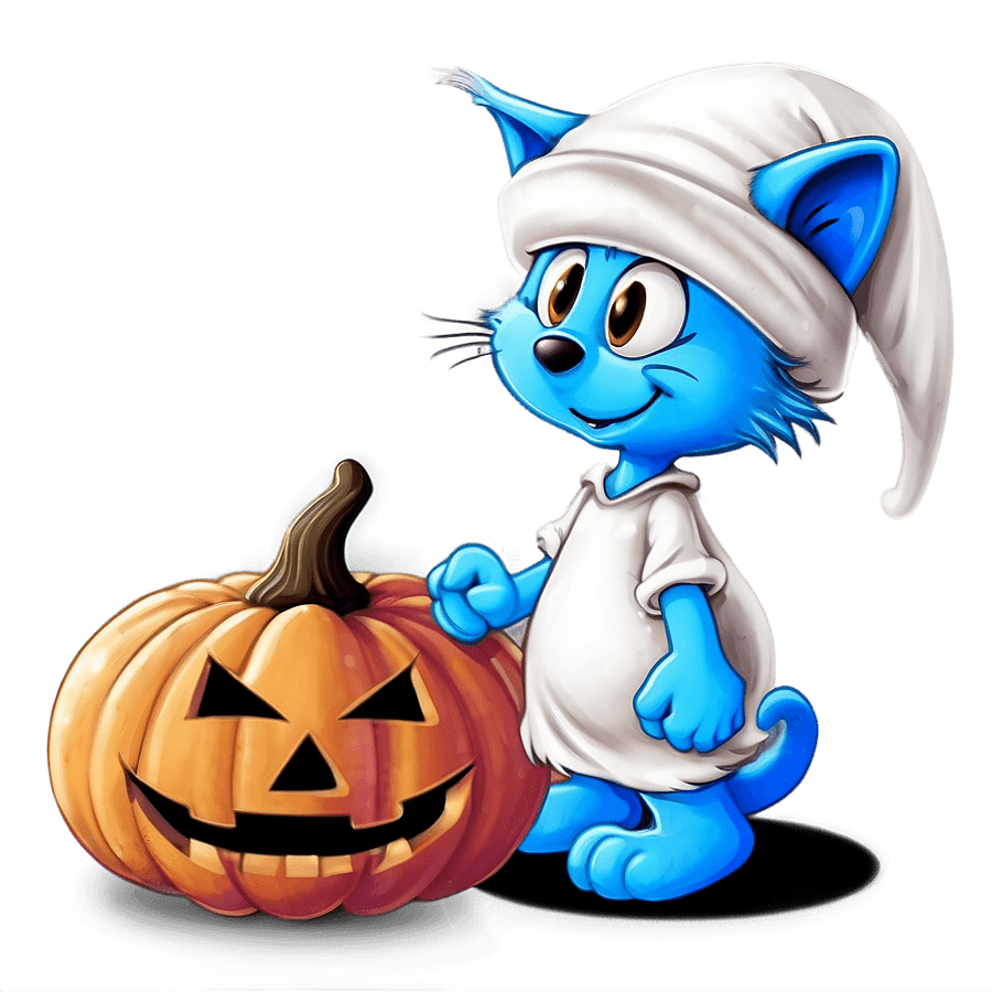 Smurf Cat on Halloween PNG pyx