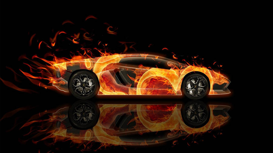 Download Side View Of Fire Car Wallpaper | Wallpapers.com