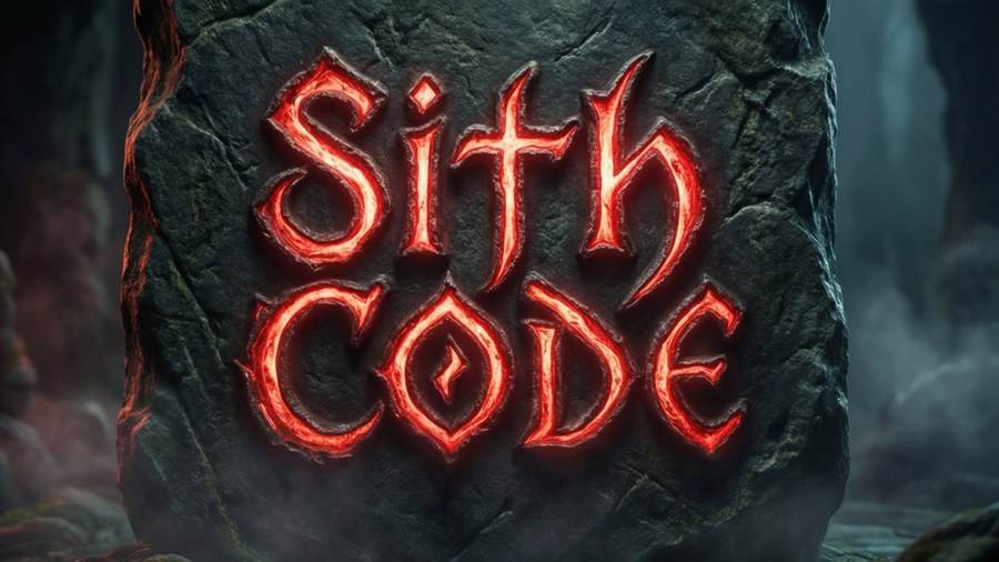The ancient Sith Code written on a stone tablet.