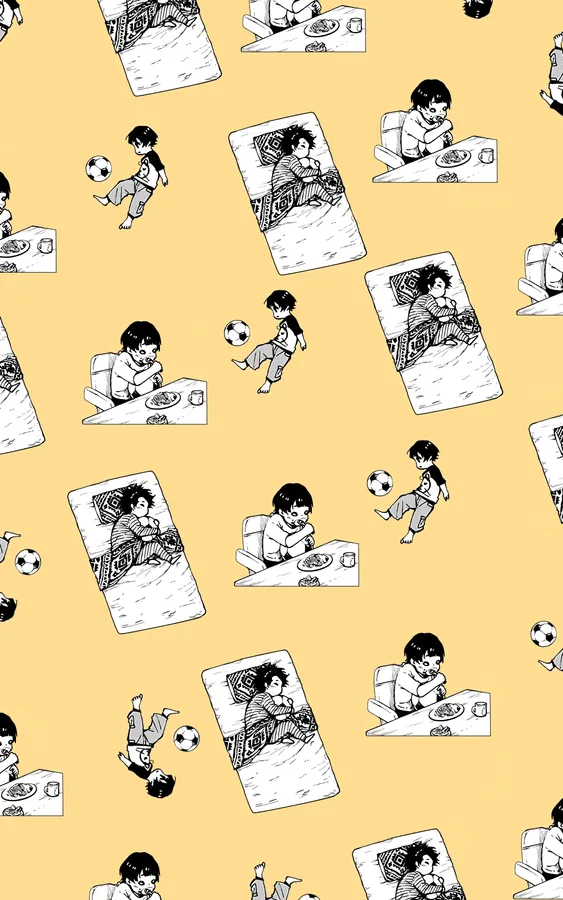 Patterned Backgroundwith Animated Character Activities
