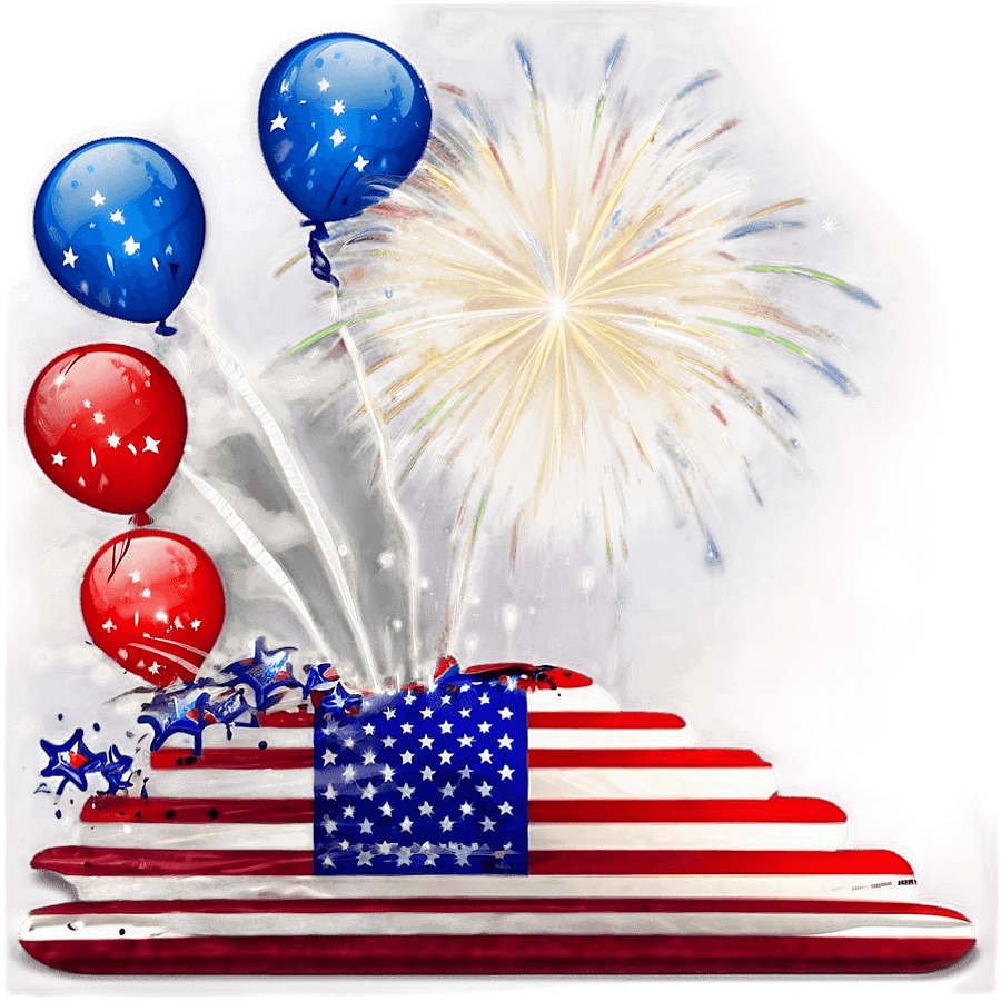 Red White Blue Fireworks July 4th PNG smc50