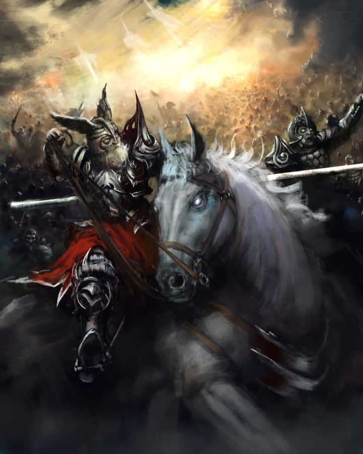 Odin reitet Sleipnir in der Schlacht