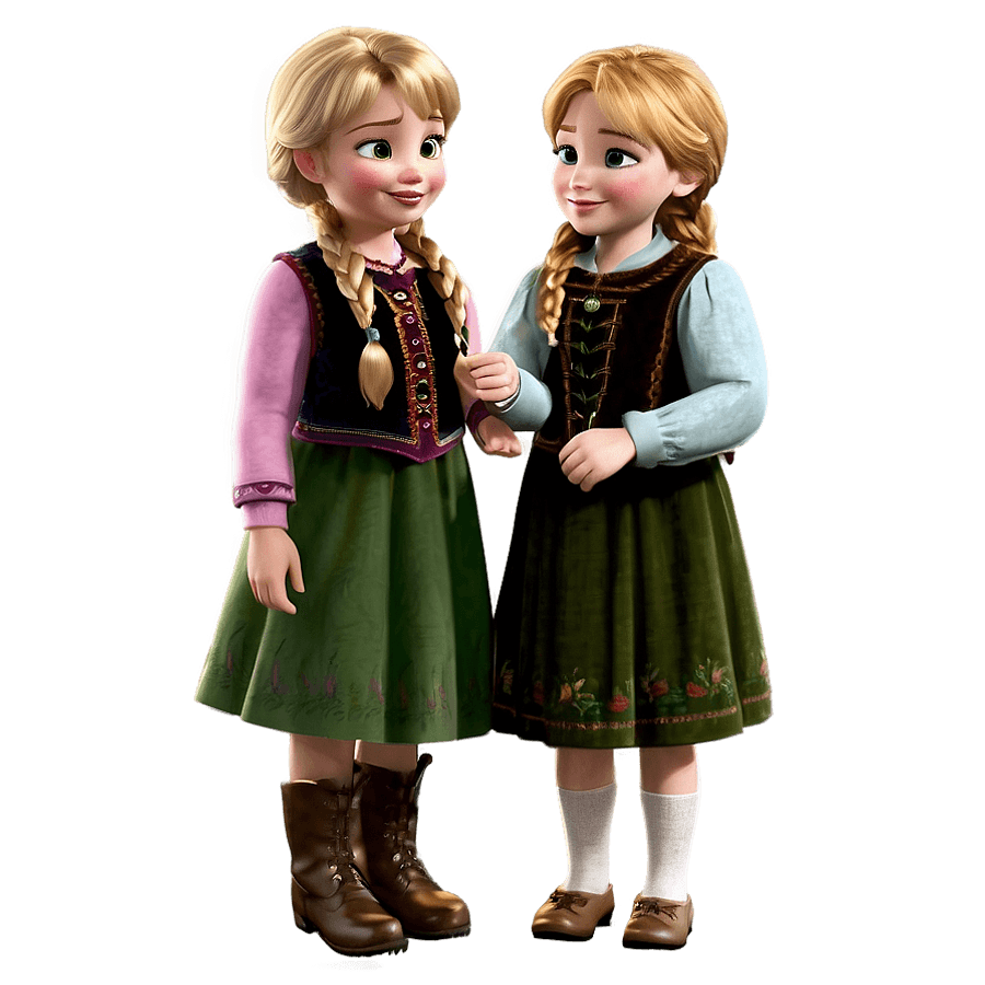 Young Elsa and Anna Childhood PNG gpt