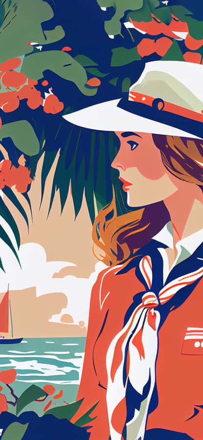 Elegante Preppy Mädchen Küstenillustration