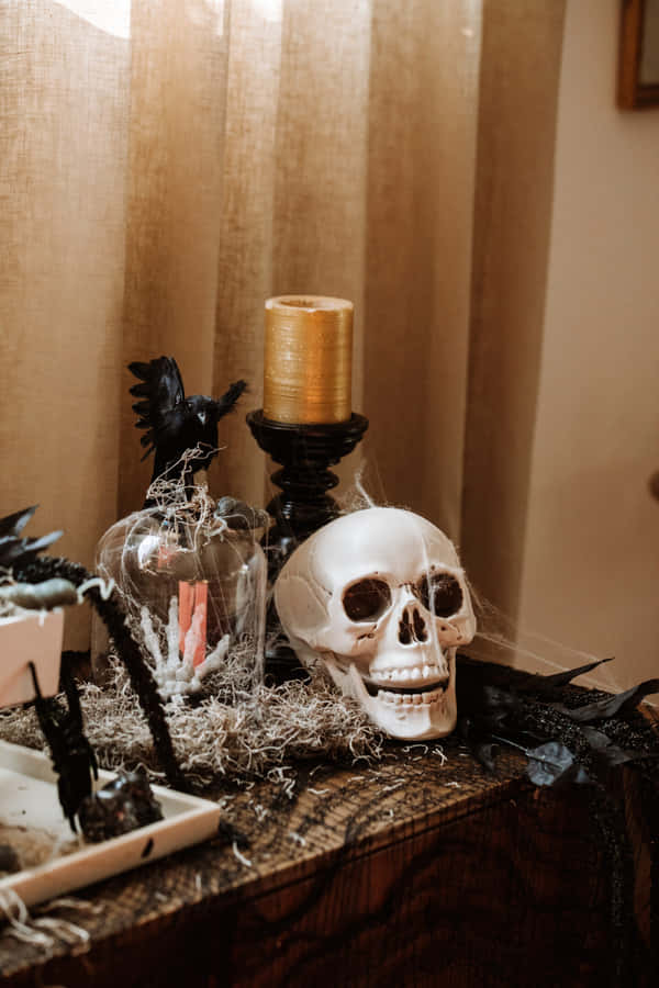 Halloween Dekor Skull und Kerzen