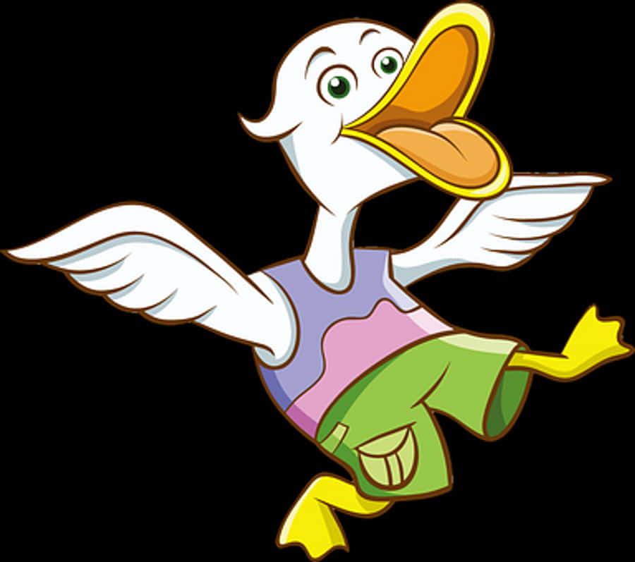 Colorful Cartoon Pelican Flying