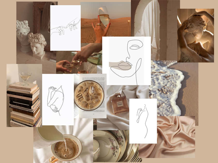 Beige Grädde Estetisk Collage