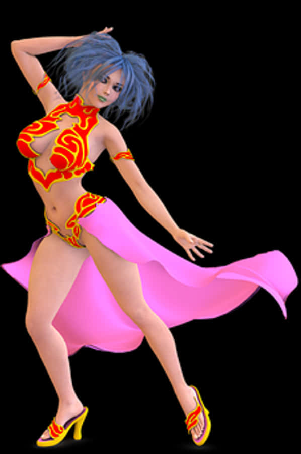 Animated Dancerin Redand Yellow Costume