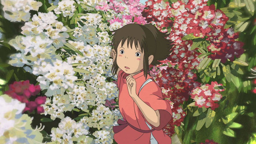 Download Spirited Away Chihiro In Garden Wallpaper | Wallpapers.com