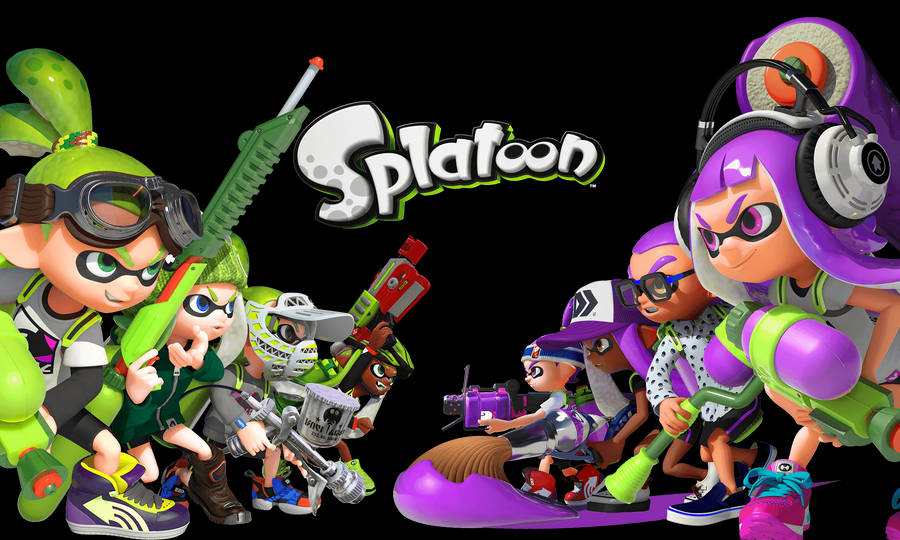 Download Splatoon Purple Vs Green Inkling Wallpaper Wallpapers Com