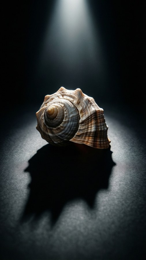 Dramatic lit whelk on black.