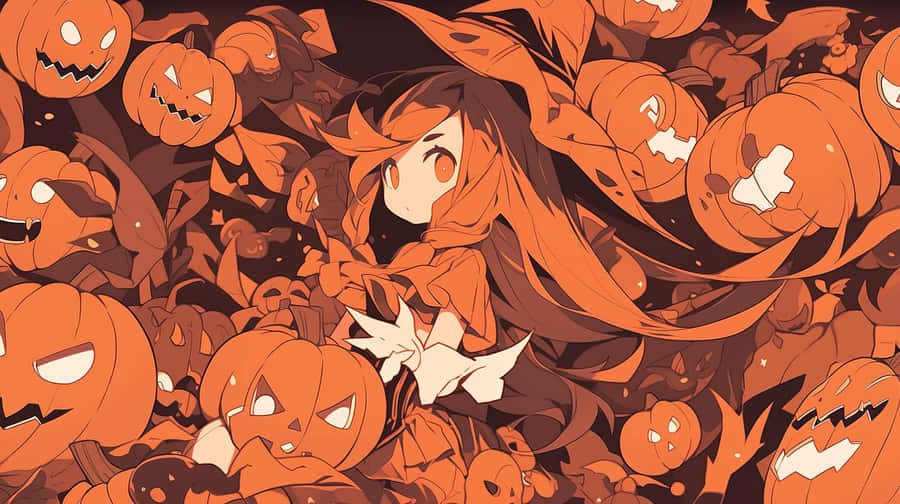 Halloween: Ragazza Anime tra le Zucche