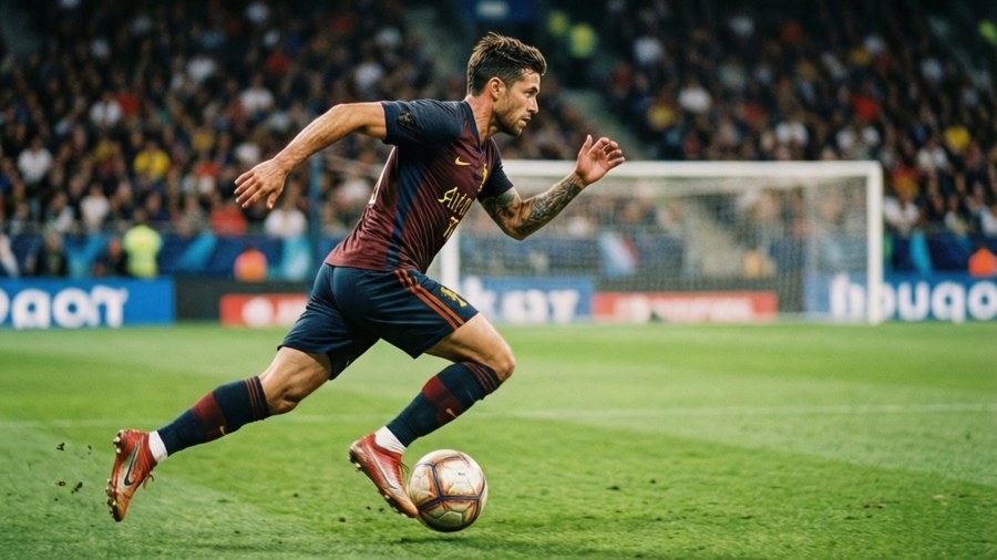 Franco Jara sprinttaa pallon kanssa kohti maalia dynaamisessa toimintakohtauksessa.