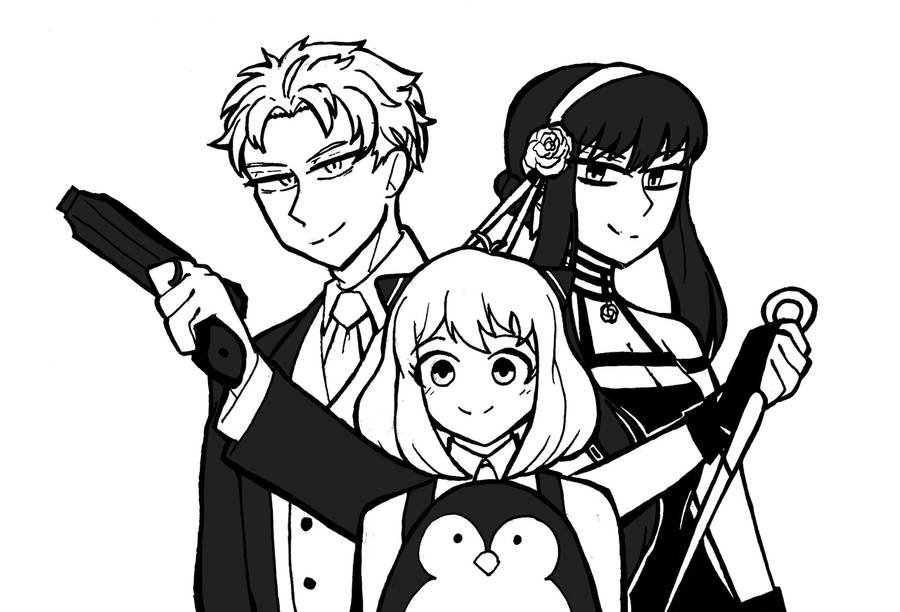 Download Spy X Family Black And White Wallpaper | Wallpapers.com