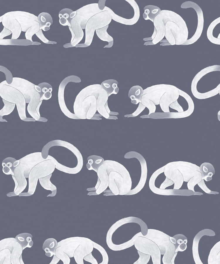Squirrel_ Monkey_ Pattern_ Grey_ Background