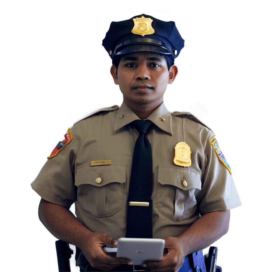 Police Officer at Desk PNG mvv