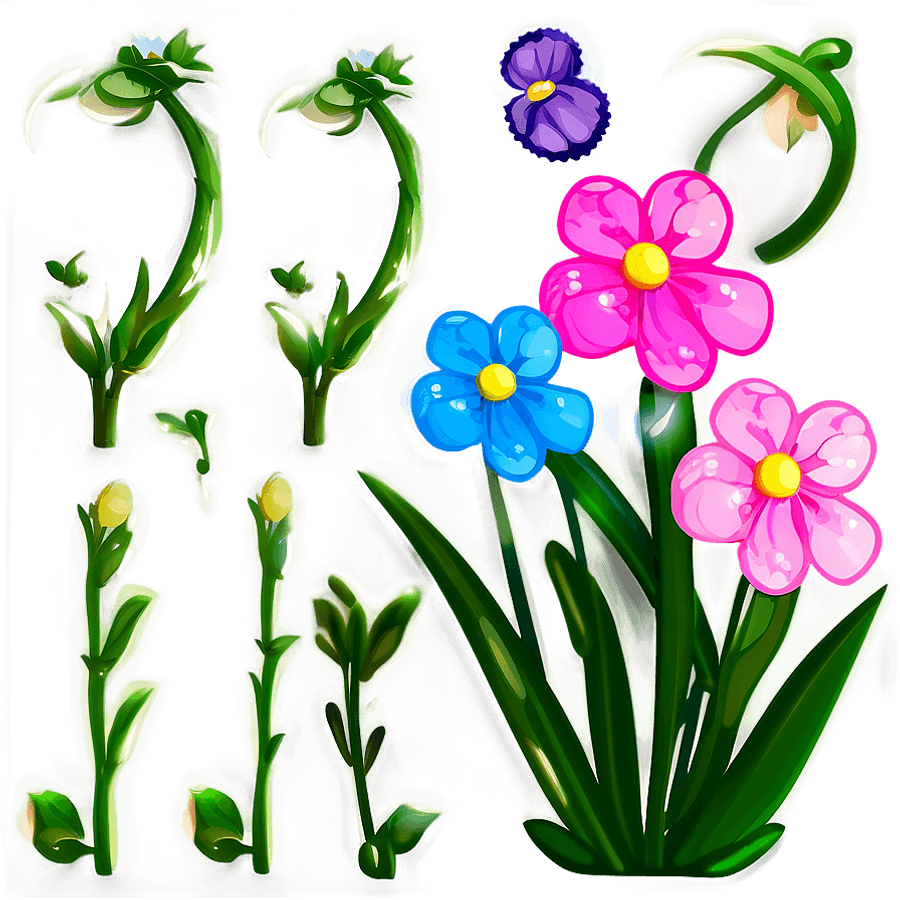 Cartoon Flower Glitter PNG yup86