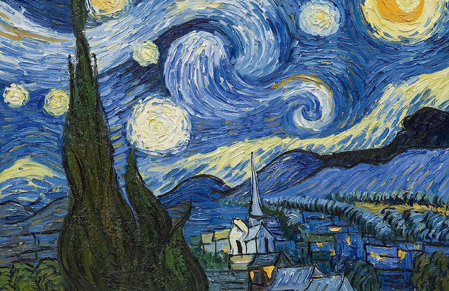 Download Starry Night By Van Gogh Wallpaper Mural Wallpaper Wallpapers Com