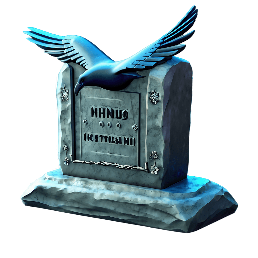 Gravestone with Raven PNG mol