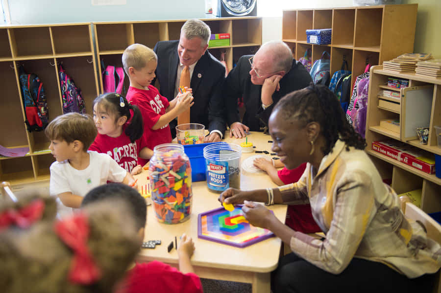 BillDe Blasio interagiert mit Kindern