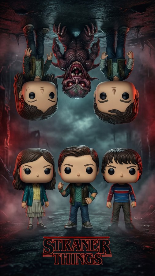 Stranger Things Funko Pops in the upside-down
