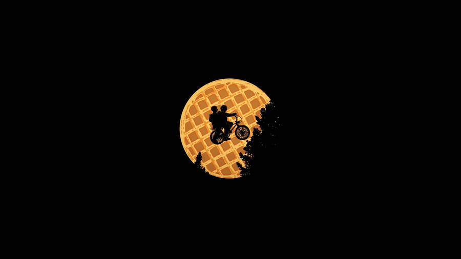 Download Stranger Things Waffle Moon And Bicycle Wallpaper | Wallpapers.com