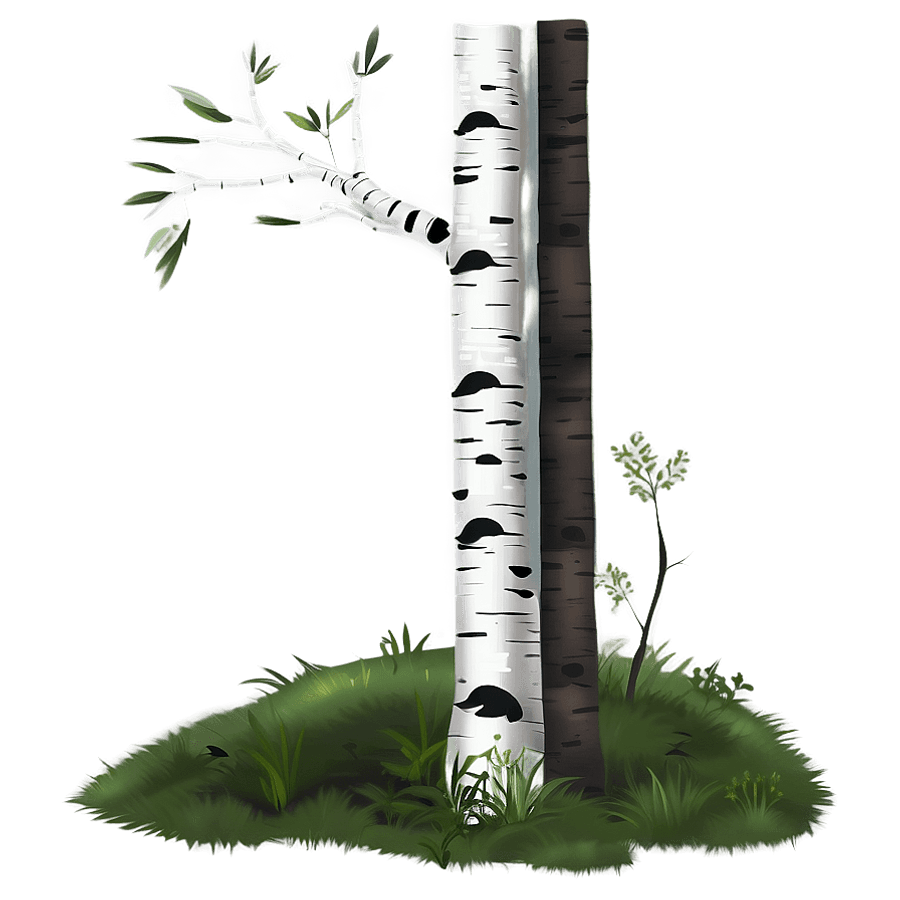 Peaceful Birch Tree Scene PNG 06122024