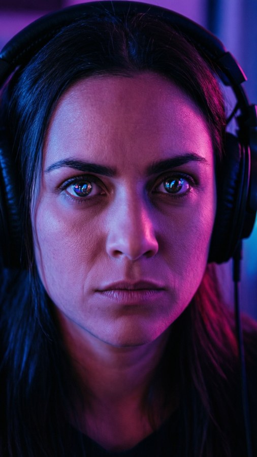 Intimate close-up of Sheff G in the recording studio.