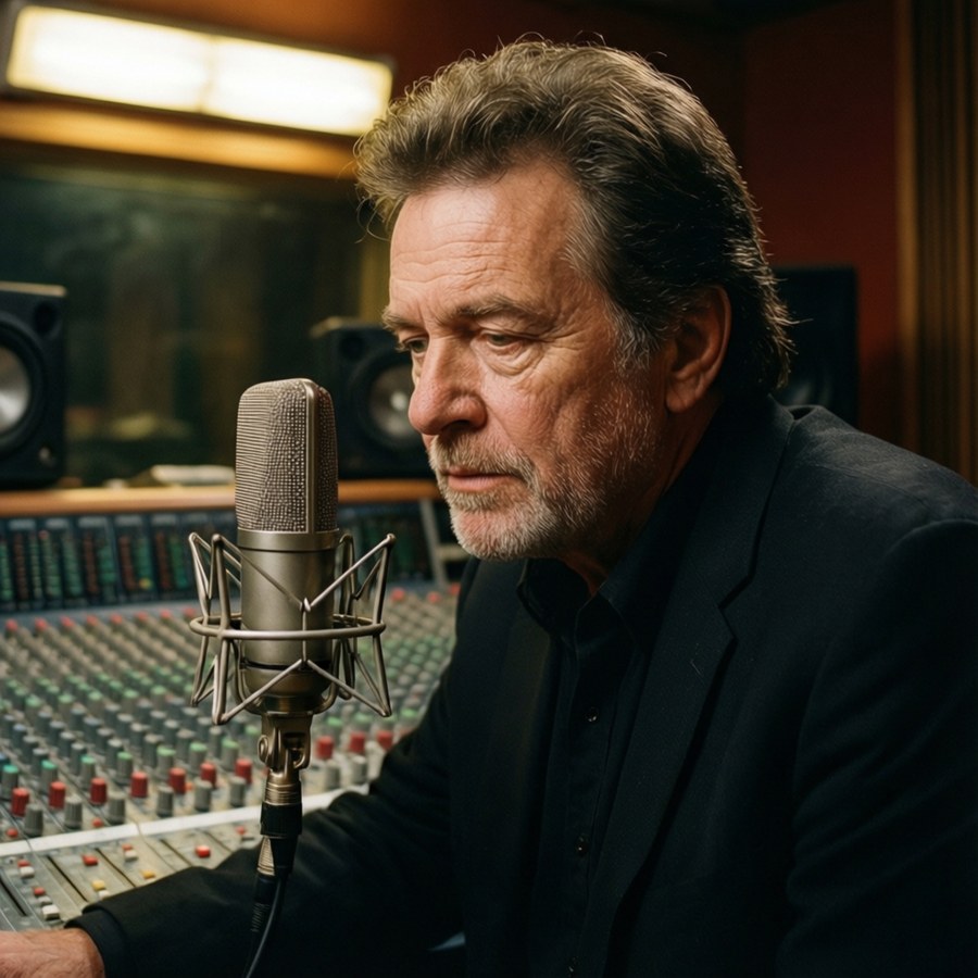 Ray Price recording in a vintage studio setting
