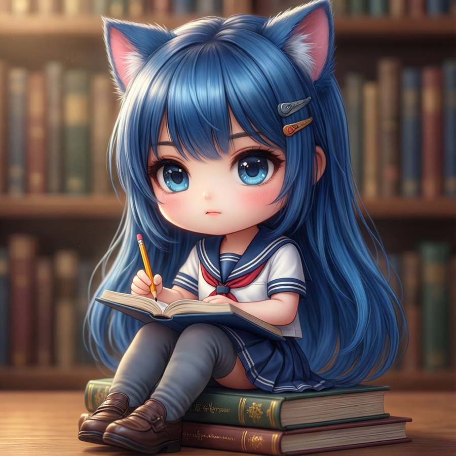 Study Time Chibi Wallpaper