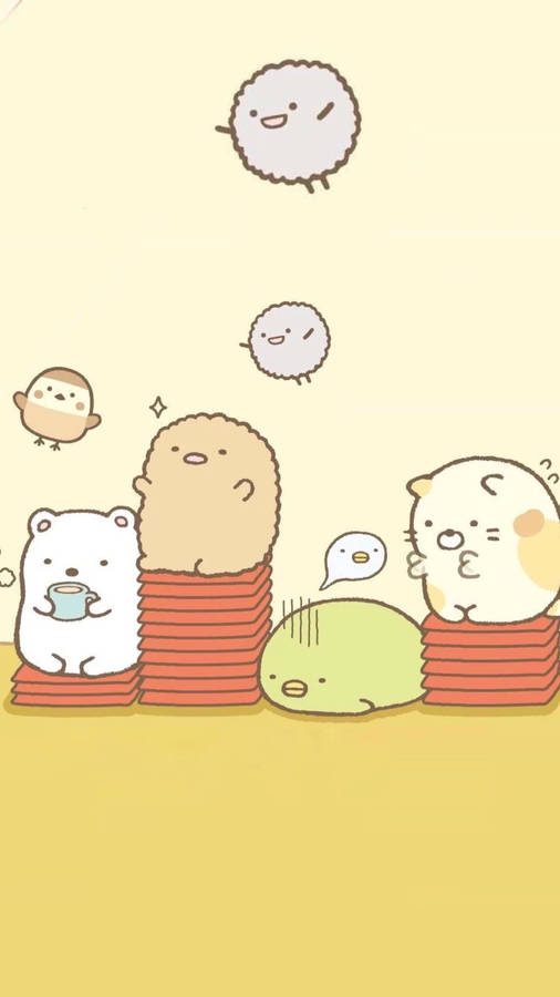 Download Sumikko Gurashi On Red Pillow Stack Wallpaper | Wallpapers.com